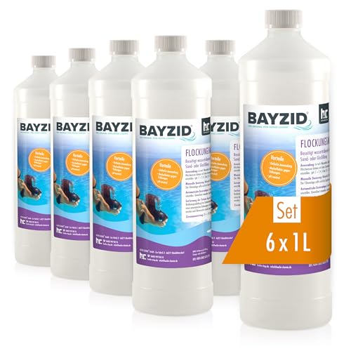 Höfer Chemie 6 x 1 BAYZID Pool Flockungsmittel flüssig - für kristallklares Poolwasser - einfache Anwendung + hocheffektive Wirkung gegen Trübungen im Sale