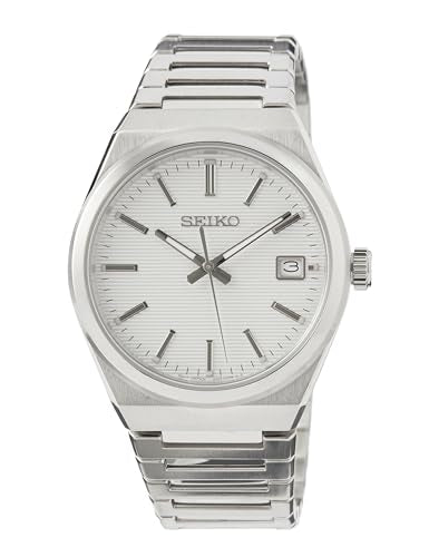 Seiko Herren Analog Quarz Uhr mit Edelstahl Armband SUR553P1 im Sale