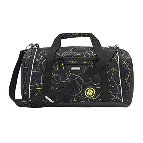 Coocazoo Sporttasche SporterPorter „Laserbeam Black“, schwarz, Nasswäschefach, Seitentasche, Schuhfach, Abnehmbarer, Verstellbarer Schultergurt, für Jungen ab der 5. Klasse, 20 Liter im Sale