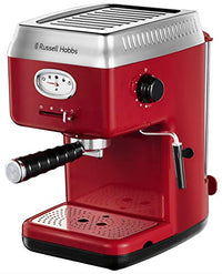 Thumbnail for Russell Hobbs Espressomaschine [Siebträgermaschine] Retro Rot (15 Bar, 2 Tassen-Einsätze, 1,1l abnehmbarer Wassertank, Dampf-Milchschaumdüse, Portionierlöffel mit Tamper) Kaffeemaschine 28250-56 im Sale
