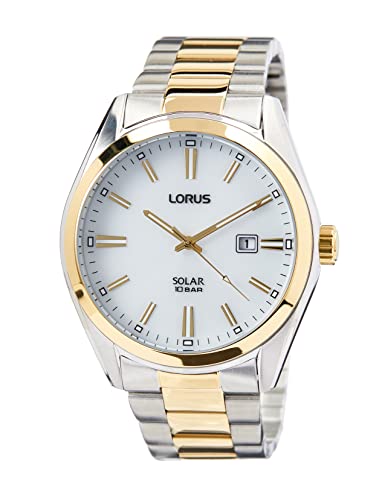 Lorus Herren-Uhr Solar Goldauflage mit Metallband RX336AX9 im Sale
