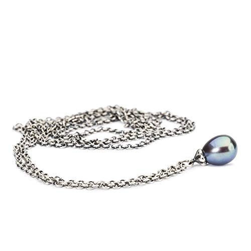 Trollbeads Fantasy Halskette mit Pfauen Perle aus Sterling-Silber in der Farbe Silber-Blau, Länge: 60cm, TAGFA-00056 im Sale
