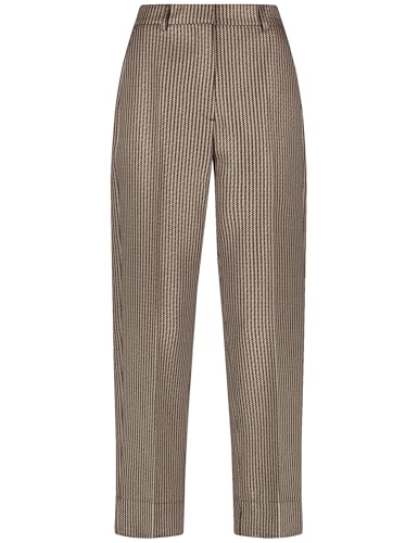 Taifun Damen Gepflegte 7/8 Hose Straight Fit Gemustert 7/8 Länge Schwarz Gemustert 46 im Sale