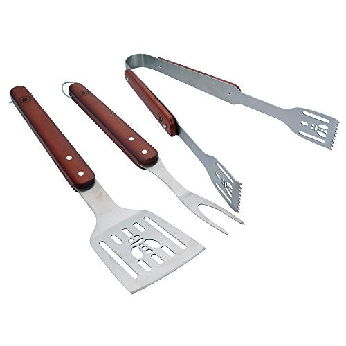 LAGUIOLE - Grillset 3 praktische Utensilien - Spatel - Gabel - Klemme - Edelstahl, Holz - Geschenkbox - Für Gemüse, Fleisch, Fisch, Grills - Edelstahl, Holz - Dunkelbraun im Sale