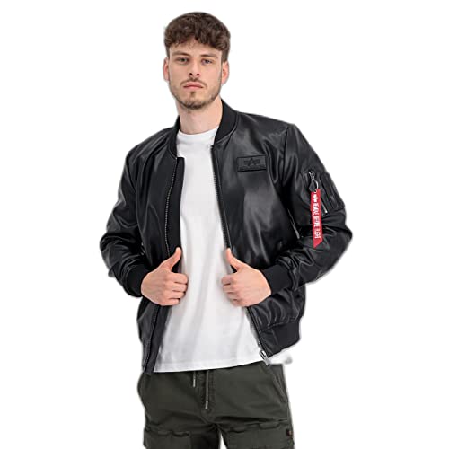 Alpha Industries Herren MA-1 VF Vegan Leather Lederjacke, Black, im Sale