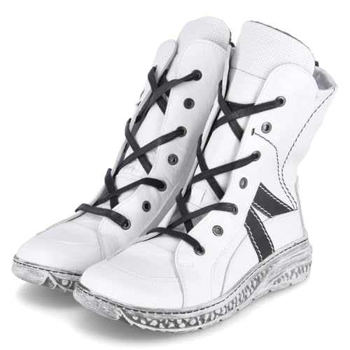 Krisbut Damen Schnürstiefeletten/Winterboots Weiß Glattleder, im Sale
