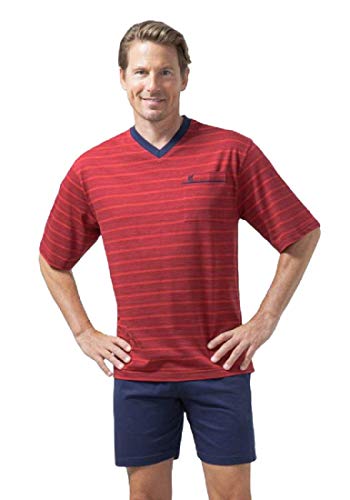hajo Herren Schlafanzug kurz - Klima Light - mit V-Ausschnitt, rot (300), 56 (XXL) im Sale