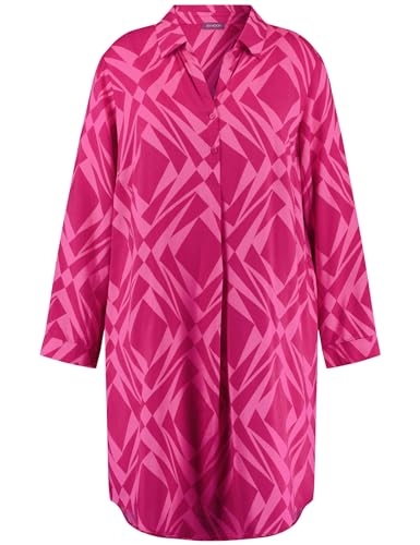 Samoon Damen Blusenkleid mit grafischem Print Langarm, Manschetten Gemustert knieumspielend Cranberry Gemustert 50 im Sale