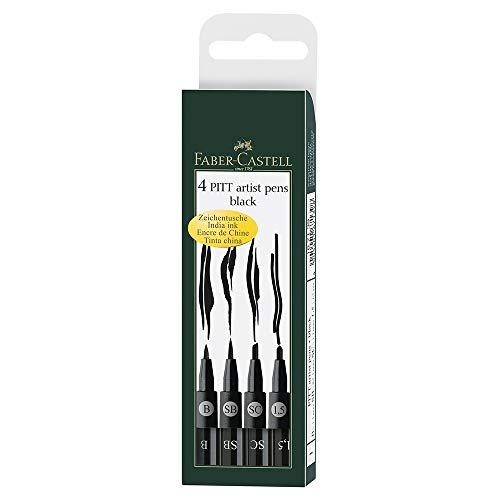 Faber-Castell 167139 - Tuschestift Pitt artist pen 4er Packung: 1.5, SC, SB, B, schwarz im Sale