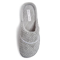 Thumbnail for Laura Ashley Womens Rugged Memory Foam Terry Cloth Spa Slippers, Soft Non Slip Rubber Bottom Closed Toe House Slider, Basic Grey, Small im Sale
