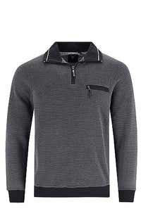 Thumbnail for hajo sweatshirt long sleeve sweat cuffs 26222 102 anthracite structure, on sale