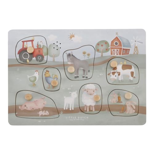 Little Dutch 7140 FSC Holz Greifpuzzle mit Geräuschen Bauernhof - Little Farm im Sale
