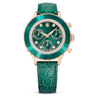 Thumbnail for Swarovski Octea Chrono Watch, Green Ladies Watch with Leather Strap and Sparkling Swarovski Crystals on Sale