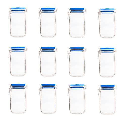 Invero Wiederverwendbare Einmachglas-Beutel mit Reißverschluss, luftdicht, auslaufsicher, verschließbar, ideal für Küche, Picknick, Gewürze, Leckereien, Reisen, Camping und mehr (21 x 12 cm) im Sale
