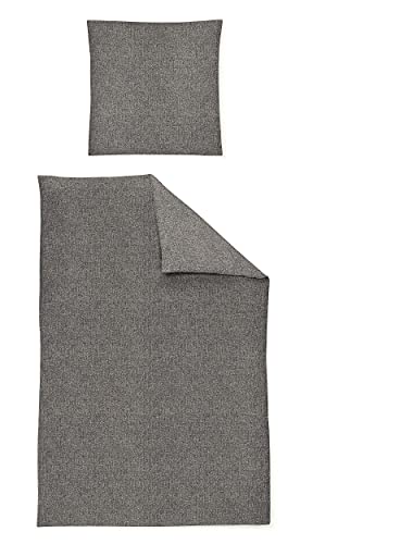 Irisette Flausch-Cotton Bettwäsche Set Mink 8835 grau 240 x 220 cm + 2 x Kissenbezug 80 x 80 cm im Sale
