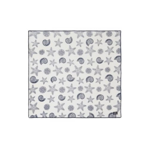 Sea Printed Cotton/Linen Napkin, Navy/White, 50x50 on sale