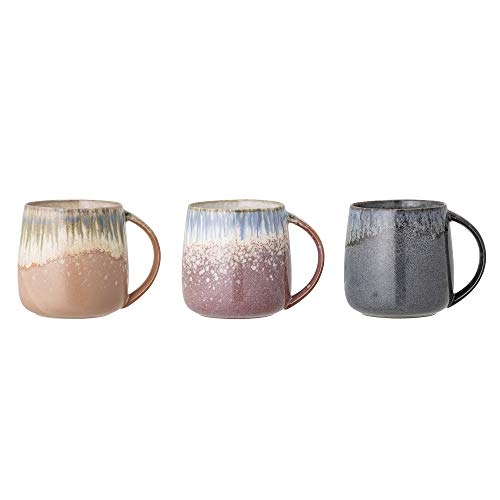 Bloomingville Cloe Becher-Set 3-teilig aus Steinzeug in der Farbe Blau 380ml, Maße: 9,5cm x 10cm, 82049300 im Sale