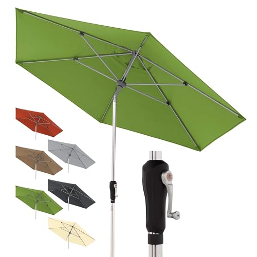 Doppler Parasol SL-AZ Auto Tilt 275 cm Fresh Green - Garden parasol foldable - Crank parasol with UV protection 80+ - Crank parasol made of aluminum - Rain-resistant polyester canopy