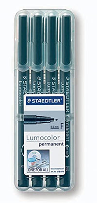 Thumbnail for STAEDTLER permanent universal pen Lumocolor, smudge- and waterproof, dries in seconds, refillable, line width 0.6 mm, 4 black markers in a sturdy STAEDTLER box, 318-9WP4HZ on sale