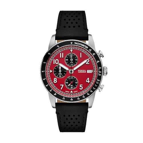 Fossil Herren Analog Quarz Uhr mit Leder Armband FS6086 im Sale