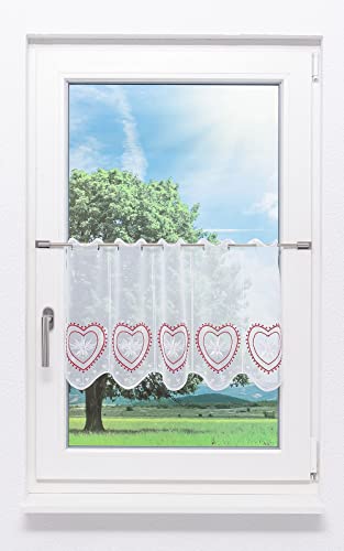 Plauener Spitze Scheibengardine Herz (Bx H) 48.60cm * 40cm Rot/Karminrot im Sale