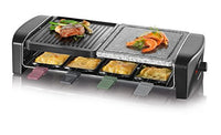Thumbnail for SEVERIN raclette grill with natural grill stone and grill plate, raclette with non-stick grill plate, table grill for 8 people, max. 1,400 W, stainless steel / black, RG 9645 on sale