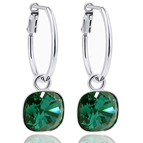 Silber-Creolen 925 Sterling Silver Anhänger Markenkristalle Denim Blue Ohrringe NOBEL SCHMUCK im Sale