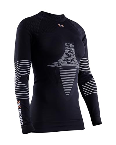 X-Bionic Damen Energizer 4.0 Shirt Round Neck Long Sleeves, Opal Black/Arctic wh, im Sale