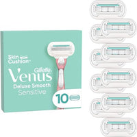 Thumbnail for Gillette Venus Deluxe Smooth Sensitive Rasierklingen für Rasierer Damen, 10 Ersatzklingen für Damenrasierer mit 5-fach Klinge, für eine länger anhaltende, glatte Rasur