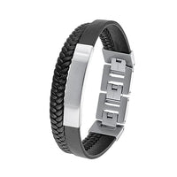 Thumbnail for s.Oliver Armband Edelstahl Leder Herren Armschmuck, 18,5+1,5+1,5 cm, Schwarz, Kommt in Schmuck Geschenk Box, 2036861 im Sale