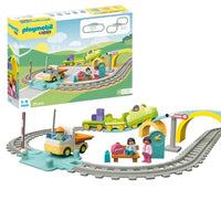 Thumbnail for PLAYMOBIL 1.2.3 71593 Large Railway, versatile train set with carriages, barriers and station clock, educational toy for toddlers, toy for children from 12 months [Exclusively at Amazon] on sale