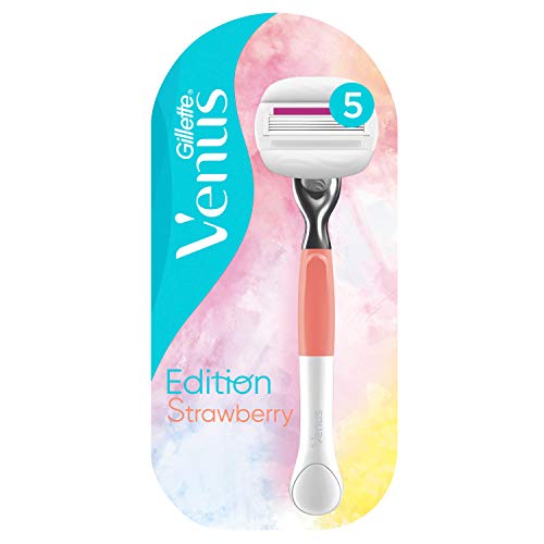 Gillette Venus ComfortGlide Strawberry Rasierer Damen mit Rasiergelkissen für Hautschutz, Damenrasierer + 1 Rasierklinge
