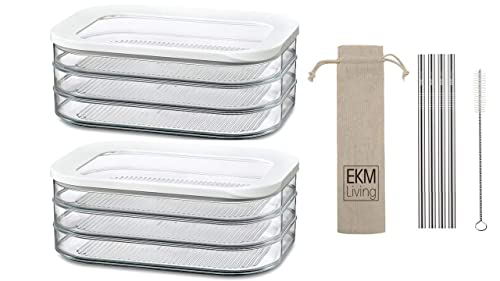 Rosti Mepal 2er Set Kühlschrankdose Modula Aufschnitt 550/3 Weiß + Gratis 4er Set EKM Living Edelstahl Trinkhalme im Sale