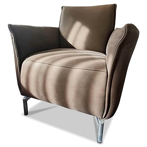 Koinor Sessel Vanda Leder F Gentile Chiffon Braun Füße Chrom Matt im Sale