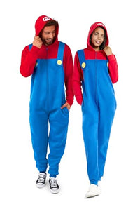 Thumbnail for OppoSuits Adult Unisex Mario Onesie - Nintendo One-Piece Pyjamas - Loose Fit - Inklusive Taschen - Rot und Blau im Sale