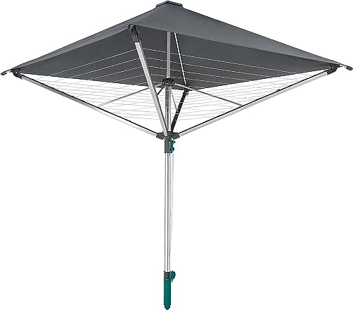 Leifheit LinoProtect 400 rotary clothes dryer with waterproof roof, umbrella dryer extends the outdoor drying season, aluminum clothes airer including ground socket on sale