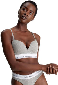 Thumbnail for Calvin Klein Women's Push-Up Bra Plunge with Underwire, Grey (Grey Heather), 75B on Sale