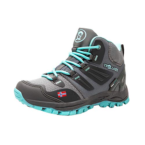Trollkids Rondane Hiking Shoe Hiker Mid, Anthracite/Mint, on Sale