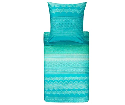 Bassetti Mako satin bed linen set Brunelleschi color emerald V5 on sale