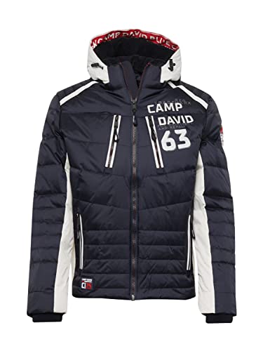 Camp David Herren Steppjacke im Colour Design mit Logo Artworks Kitt im Sale