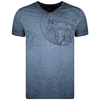 Thumbnail for Geographical Norway Herren T-Shirt, grafisch, kurzärmlig, Herren, T-Shirt, modisch, V-Ausschnitt, Bedruckt, reguläre Passform – Kleidung Kurze Ärmel, Marke Tops Classic (Marine, ) im Sale