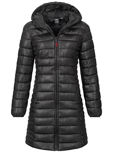 Geographical Norway Women's Winter Jacket Quilted Jacket Parka Long Quilted Water-Repellent Coat Quilted Coat, Color: Black, on Sale