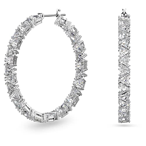 Swarovski Ortyx Hoop Earrings, Trilliant Cut, White, Rhodium-Plated on Sale