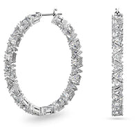 Thumbnail for Swarovski Ortyx Hoop Earrings, Trilliant Cut, White, Rhodium-Plated on Sale