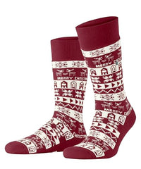 Thumbnail for Burlington Herren Socken Country Christmas Hp Wolle gemustert 1 Paar, Rot Cranberry 8033, 40-46 im Sale