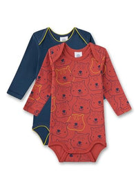 Thumbnail for Sanetta Baby-Body Langarm (Doppelpack) Dunkelblau und Rot mit Biber | Hochwertiger und nachhaltiger Body für Jungen aus Bio-Baumwolle. Inhalt: 2er Set Baby Body 068 im Sale