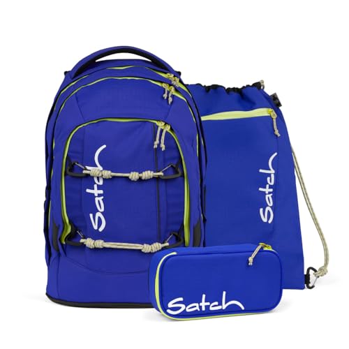 satch pack set 4 pieces from 5th grade ergonomic 30L storage space with pencil case drinking bottle sports bag Green Explorer Set - Dark Green on Sale