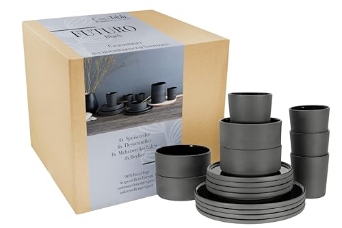 CreaTable, 21539, Futuro series, 16-piece tableware set, stoneware combination service, dishwasher and microwave safe, Made in Portugal on sale