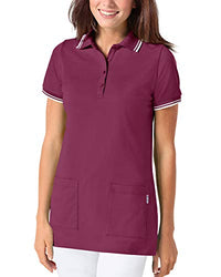 Thumbnail for CLINIC DRESS Longshirt Damen-Longshirt mit Polokragen 73 cm lang mit Seitenschlitzen, mit Stretch Berry/weiß 38/40 im Sale
