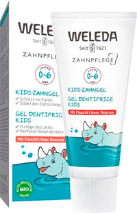 Thumbnail for WELEDA Organic Kids Toothpaste with Fluoride – Natural cosmetic toothpaste for babies and children up to 6 years old. Natural dental care gel protects against cavities and promotes the hardening of tooth enamel (vegan, 1 x 50 ml) on sale